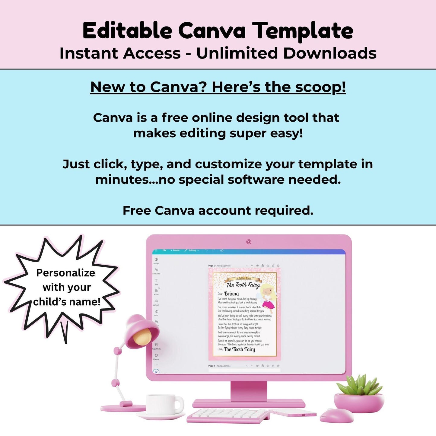 Editable Tooth Fairy Letter Template With Bonus Mini Letter