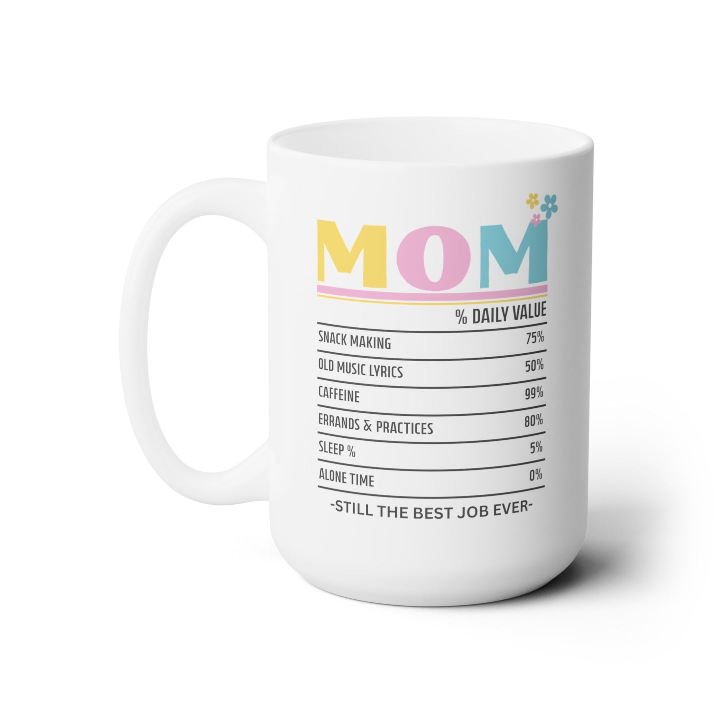 Mom - Best Job Ever Ceramic Mug (Pastel Colors), 15 oz