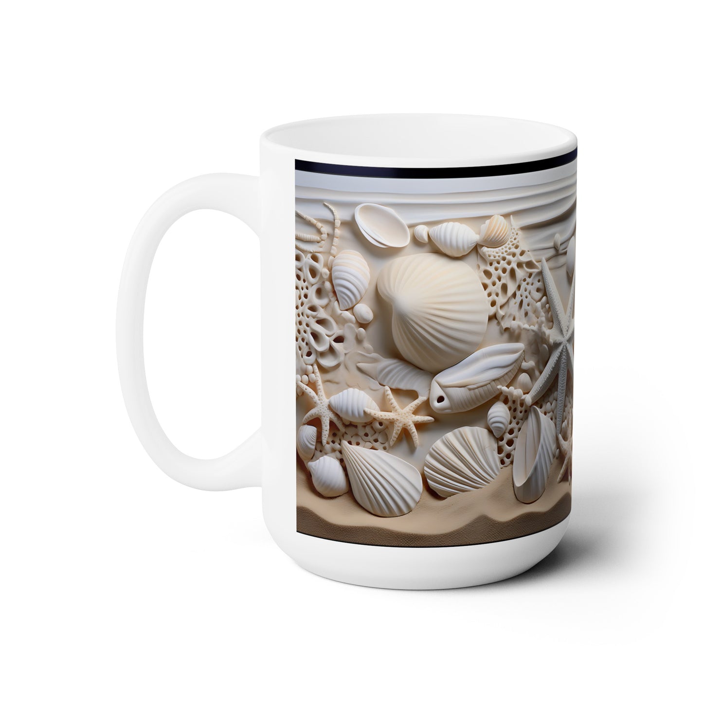 Seashell Ceramic Mug, 15 oz