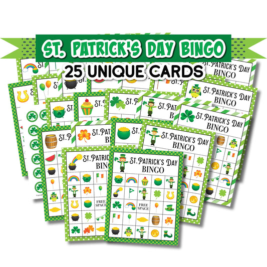St. Patrick's Day Bingo Game: 25 Unique Cards (Digital Download)