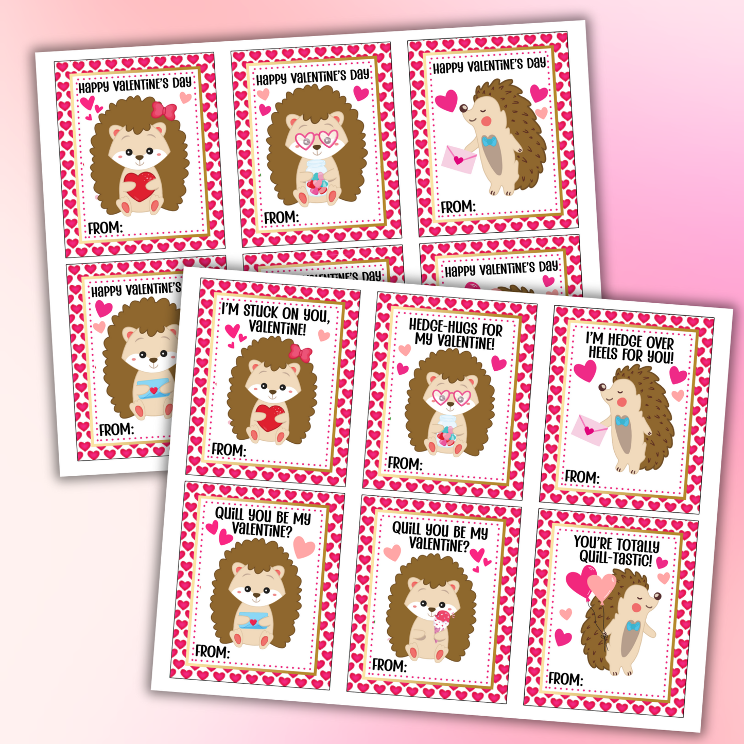 Hedgehog Valentine Cards