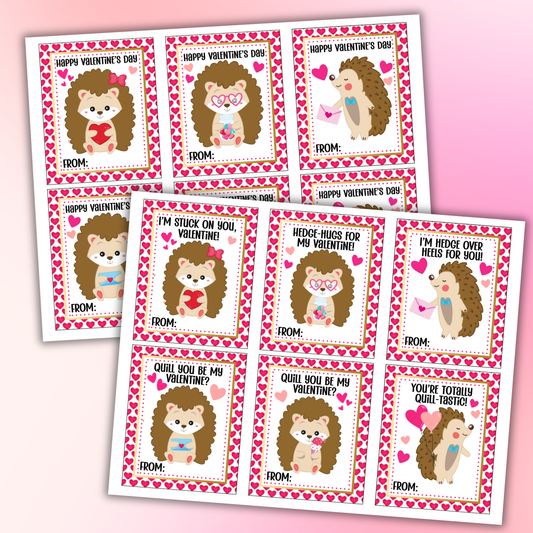 Hedgehog Valentine Cards