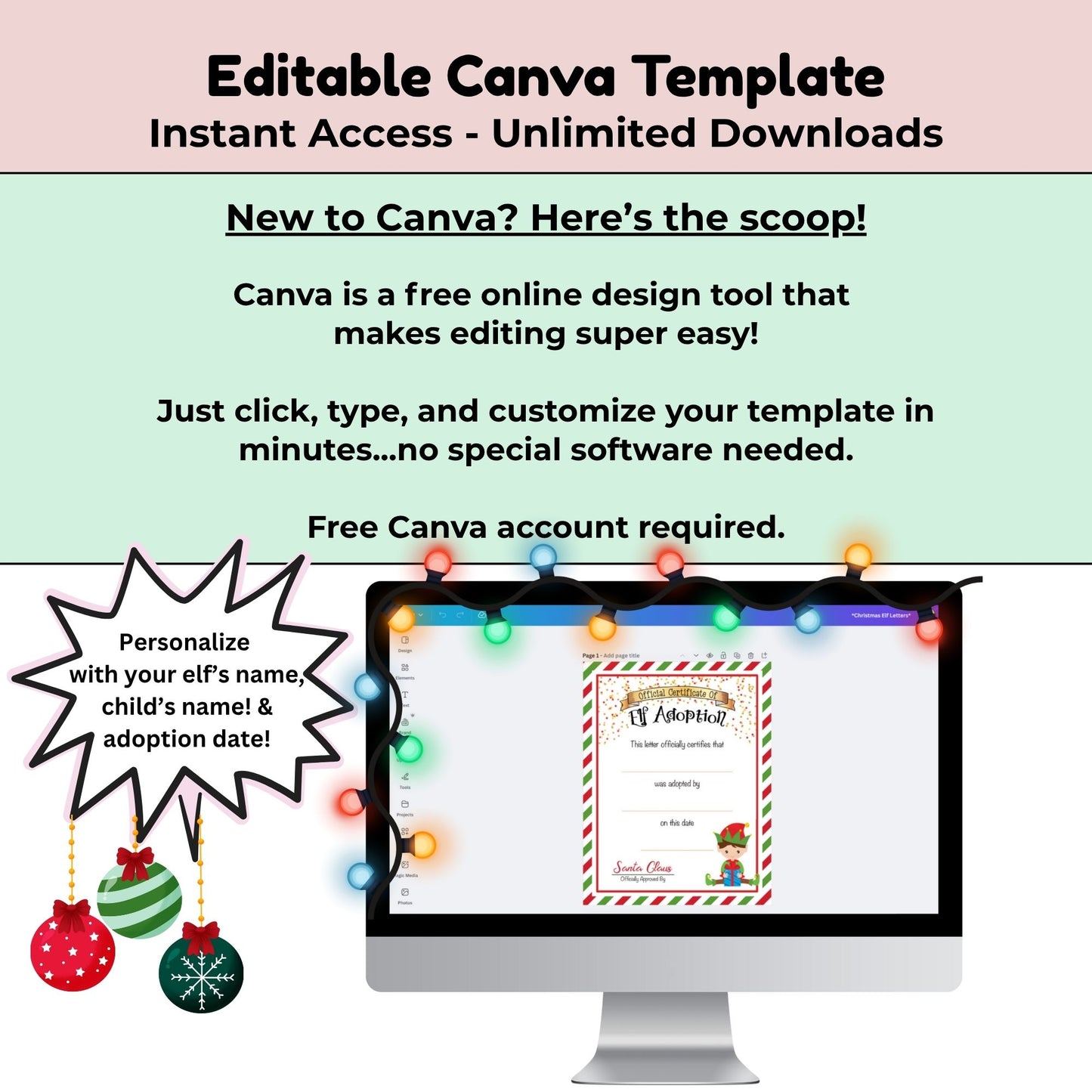 Editable Christmas Elf Adoption Letter