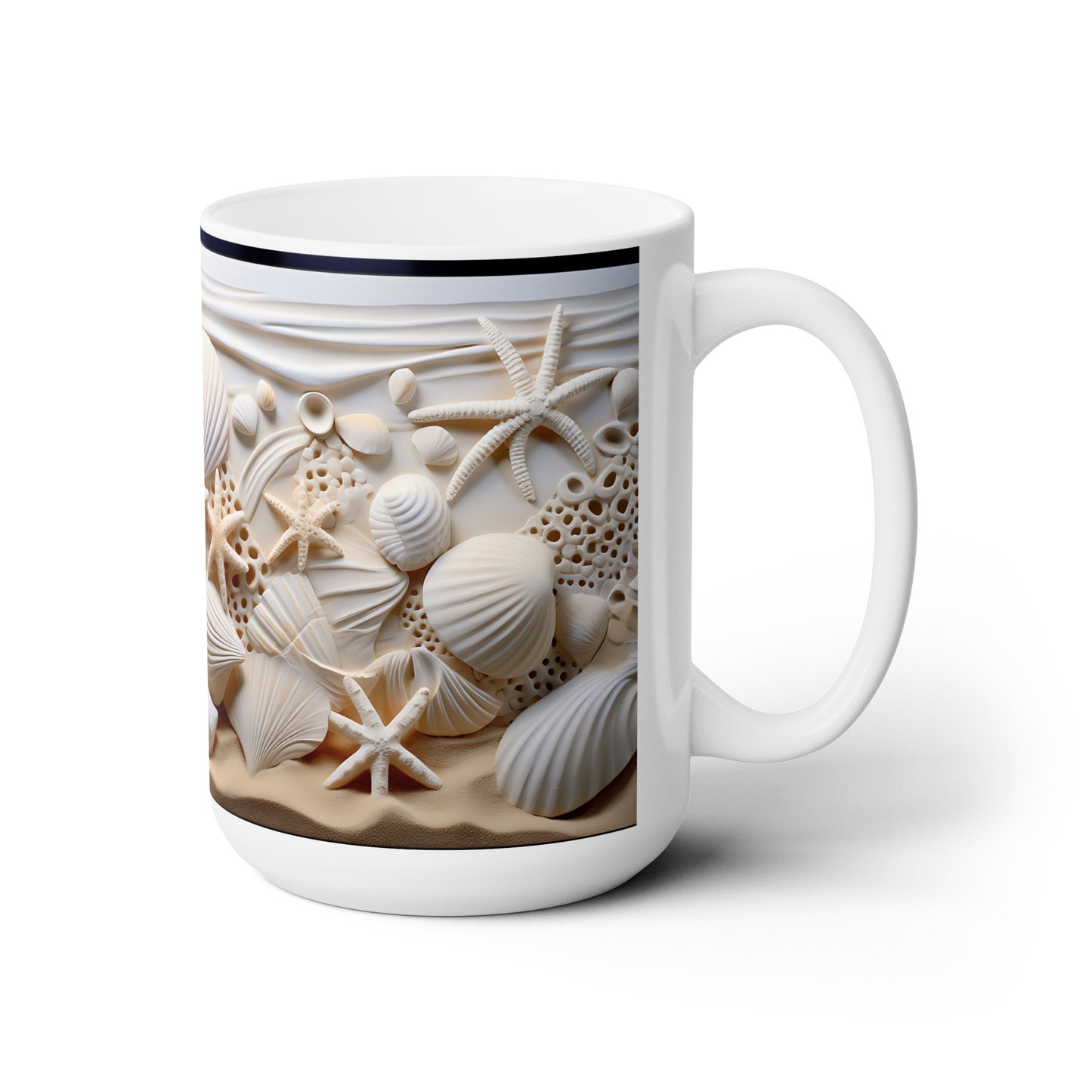 Seashell Ceramic Mug, 15 oz