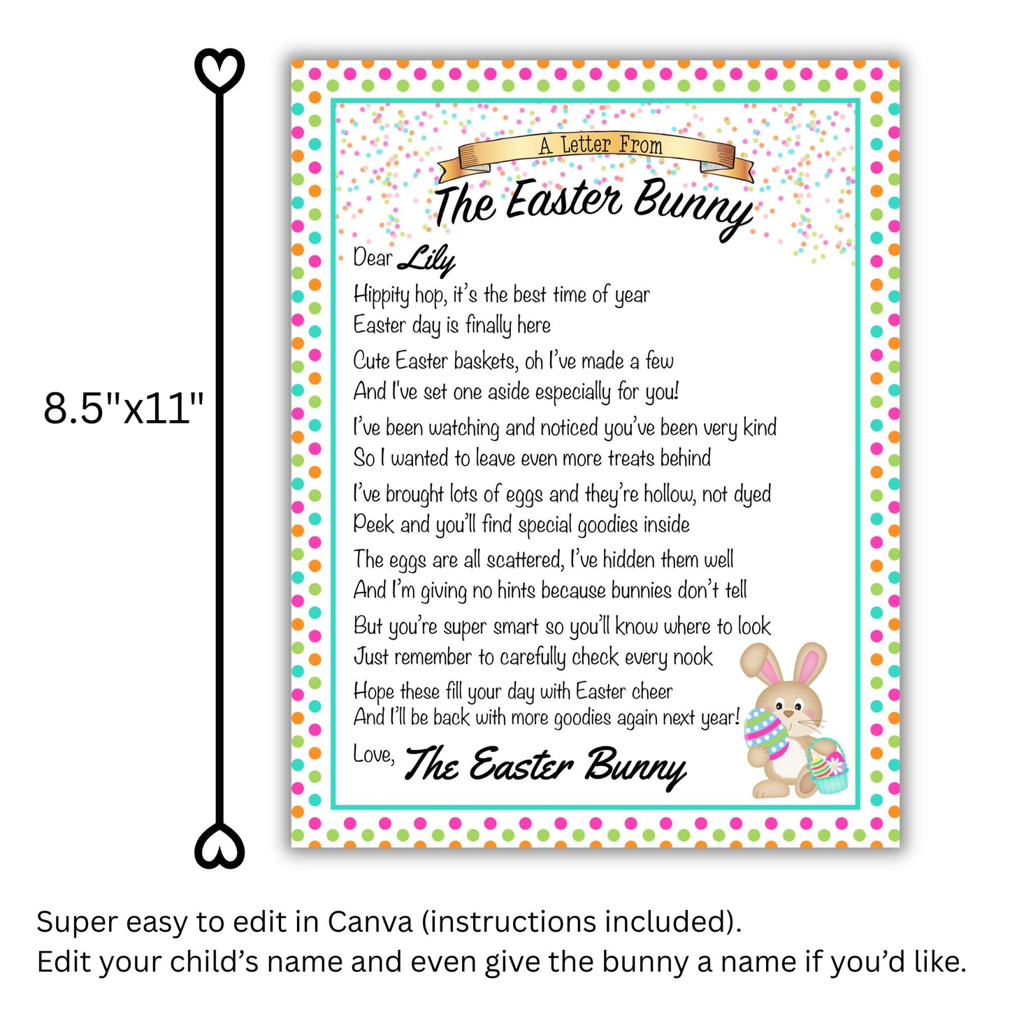 Editable Easter Bunny Letter