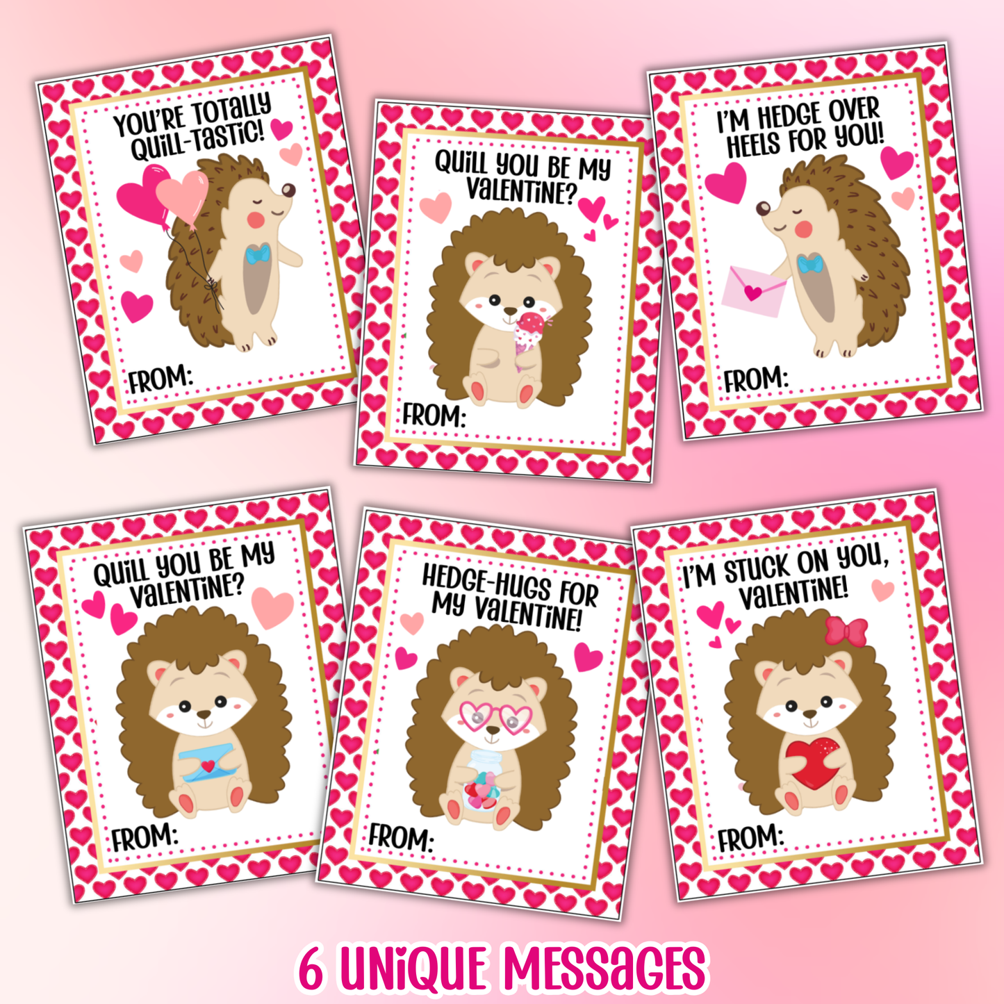 Hedgehog Valentine Cards
