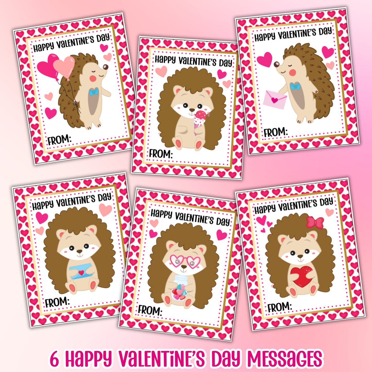 Hedgehog Valentine Cards