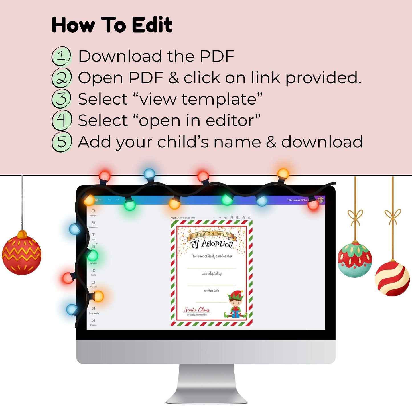 Editable Christmas Elf Adoption Letter