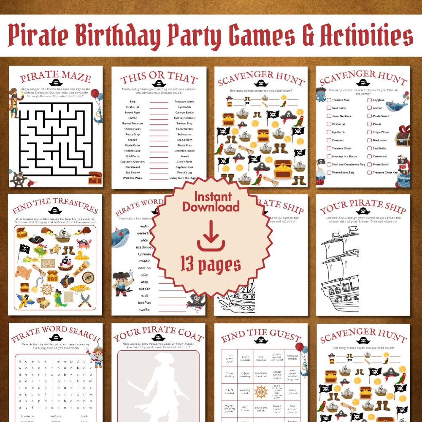Pirate Birthday Party Games & Activities