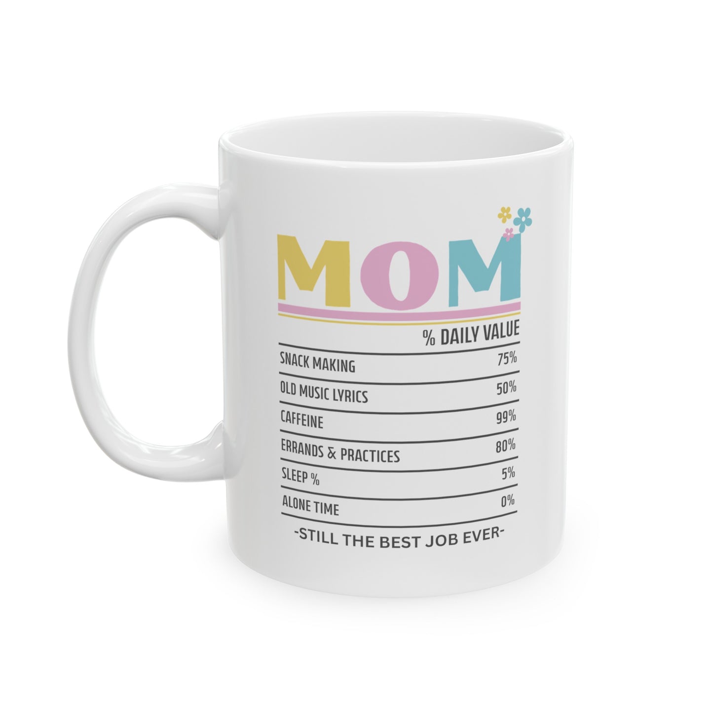 Mom - Best Job Ever Ceramic Mug (Pastel Colors), 11 oz