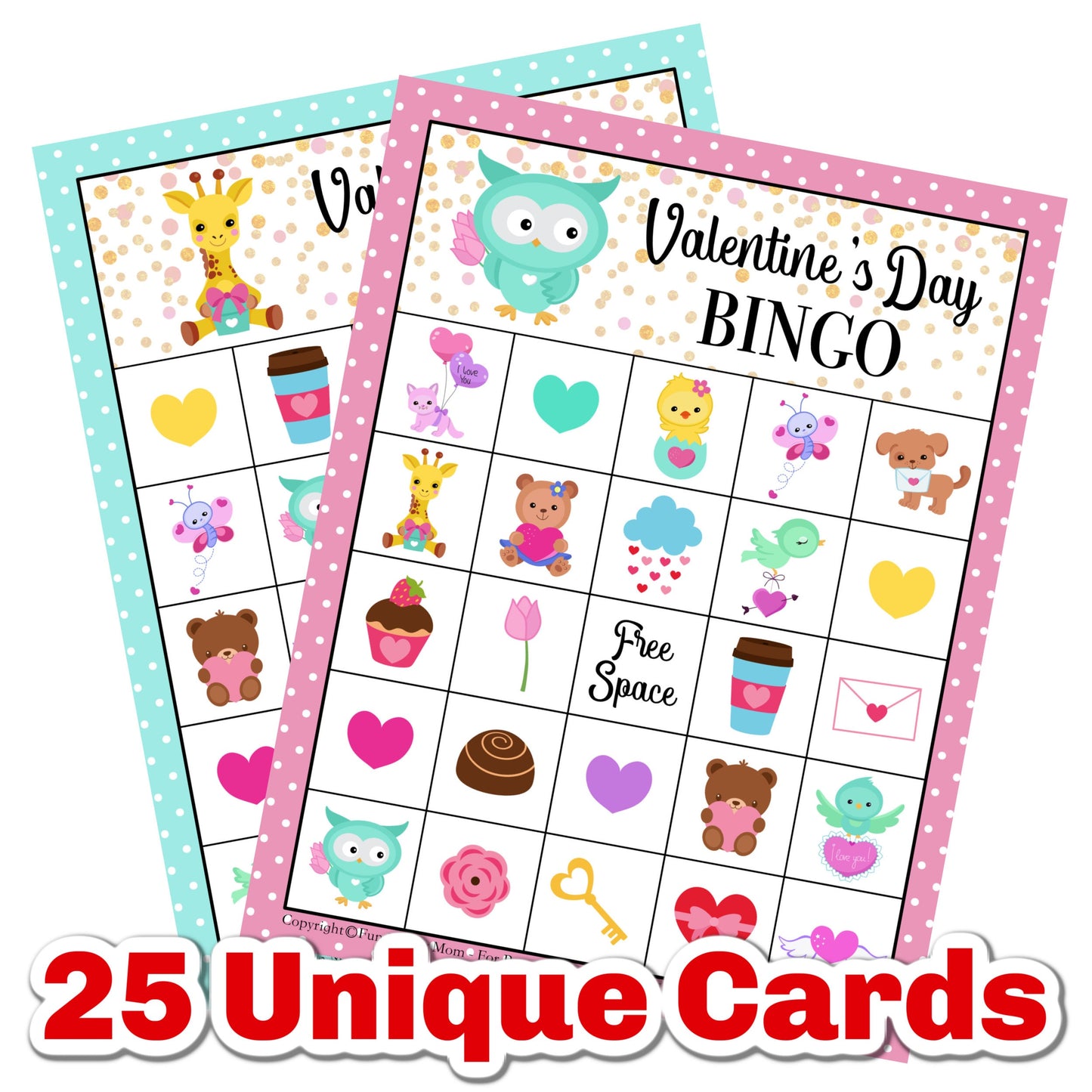 Valentine's Day Bingo Game: Class Set, Printable Cards (Digital Download)