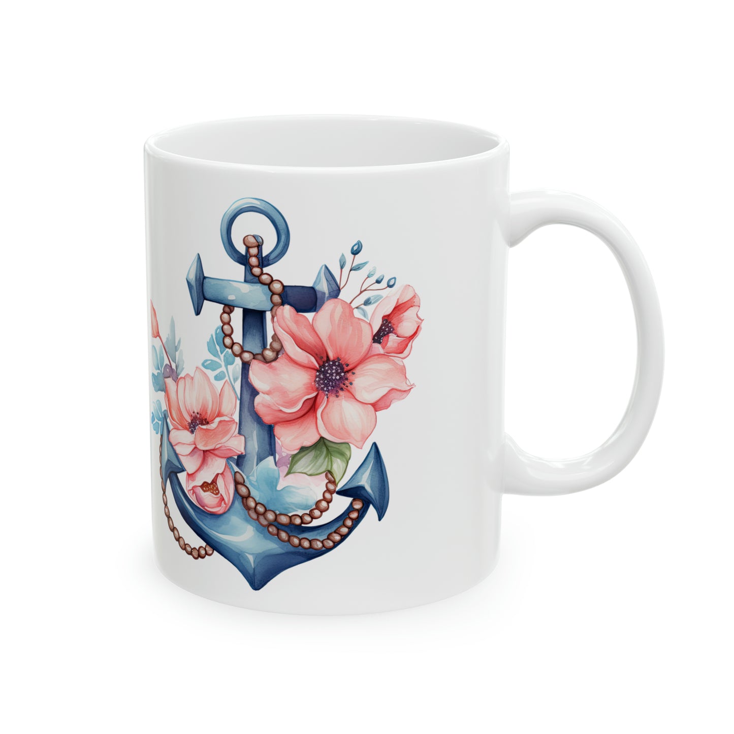 Floral Anchor Mug, 11oz