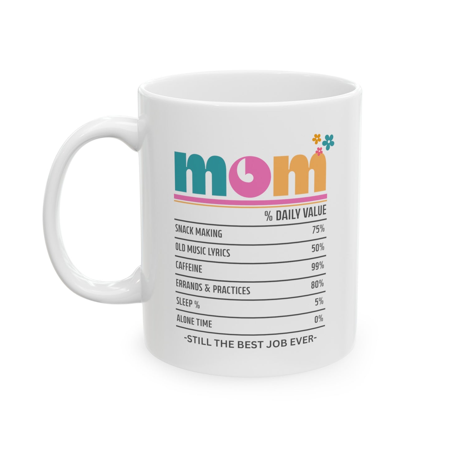 Mom - Best Job Ever Ceramic Mug (Bold Colors), 11 oz