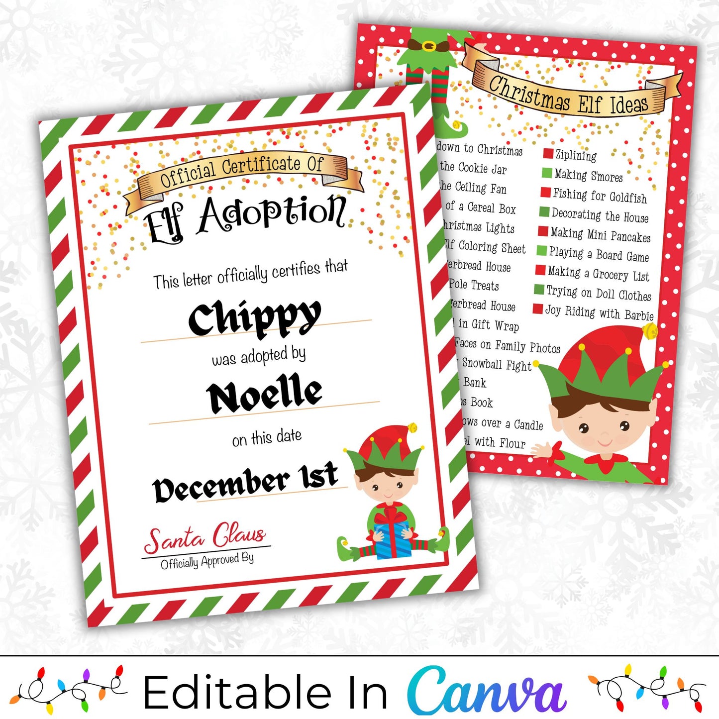 Editable Christmas Elf Adoption Letter