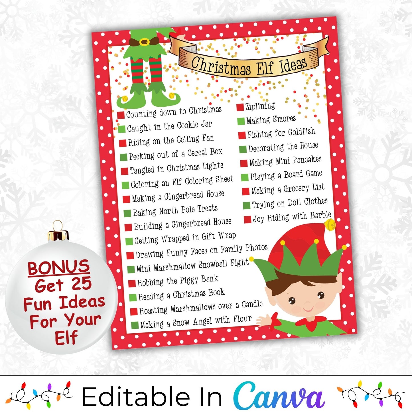Editable Christmas Elf Report Card