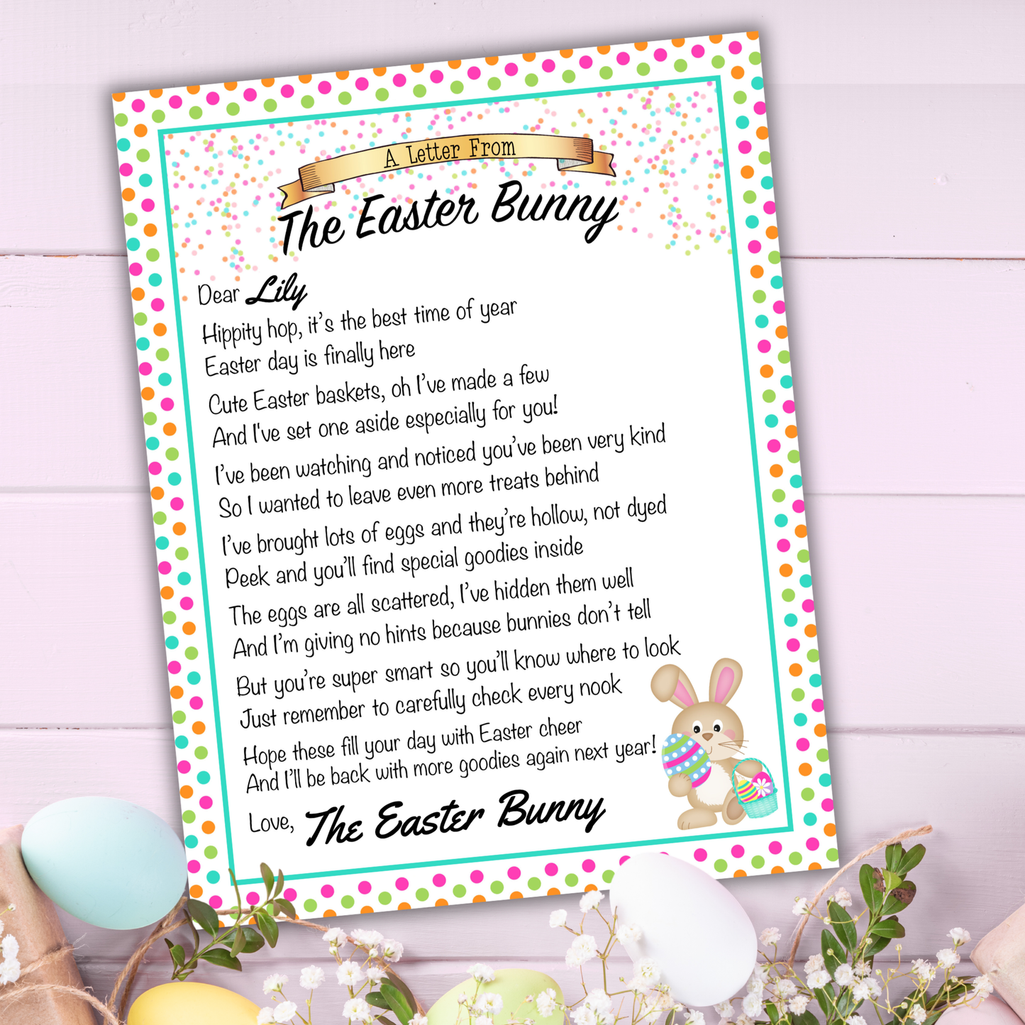 Editable Easter Bunny Letter