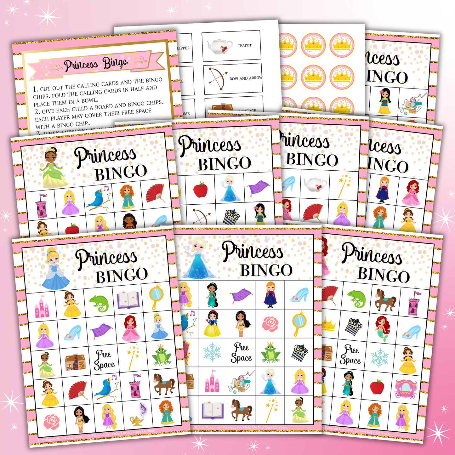 Princess Bingo Cards
