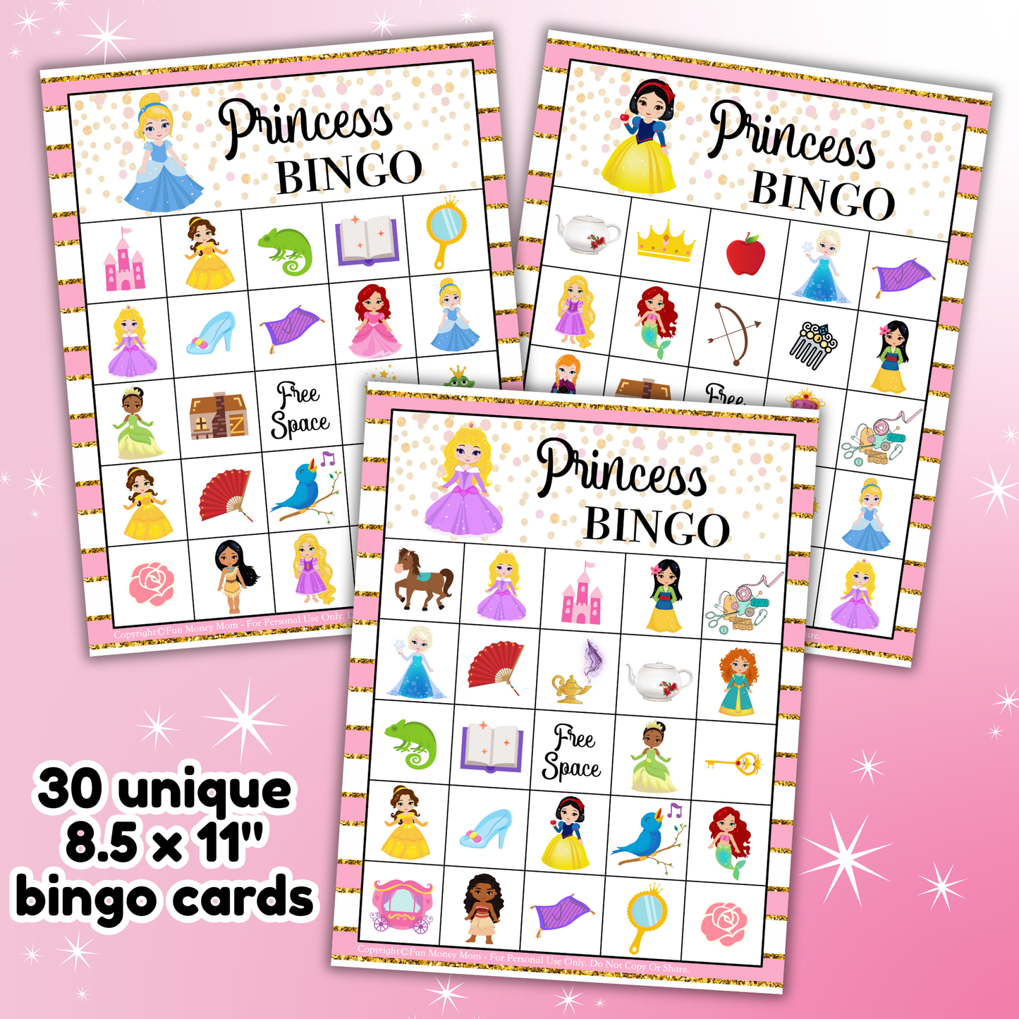 Princess Bingo Cards