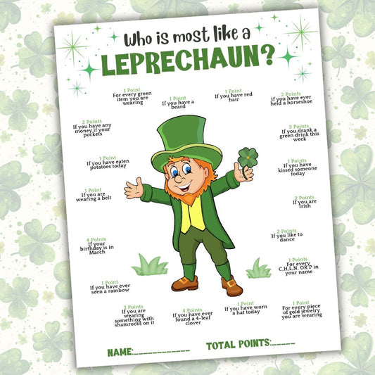 Who Is Most Like A Leprechaun game