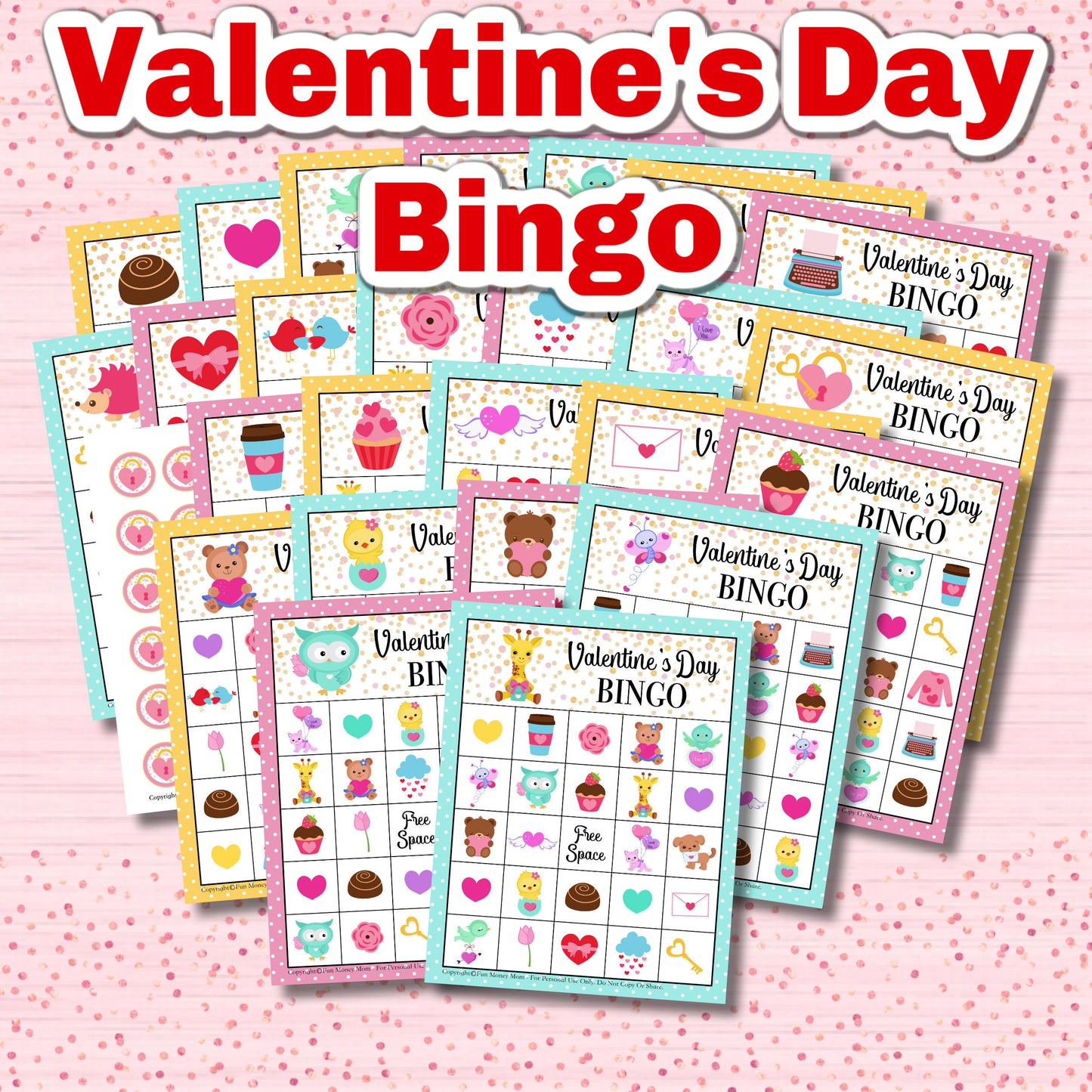 Valentine's Day Bingo Game: Class Set, Printable Cards (Digital Download)