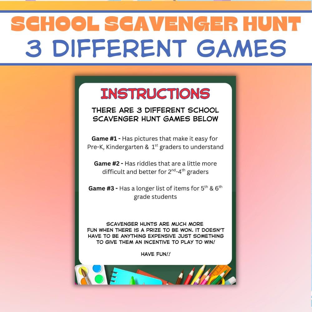 Back To School Scavenger Hunt Game: Printable Classroom Activity (Digi ...