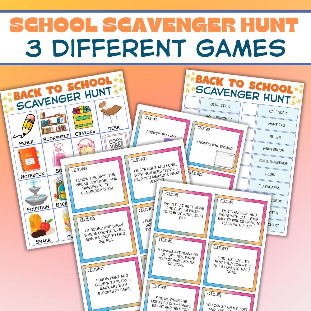 Back To School Scavenger Hunt Game: Printable Classroom Activity (Digi ...