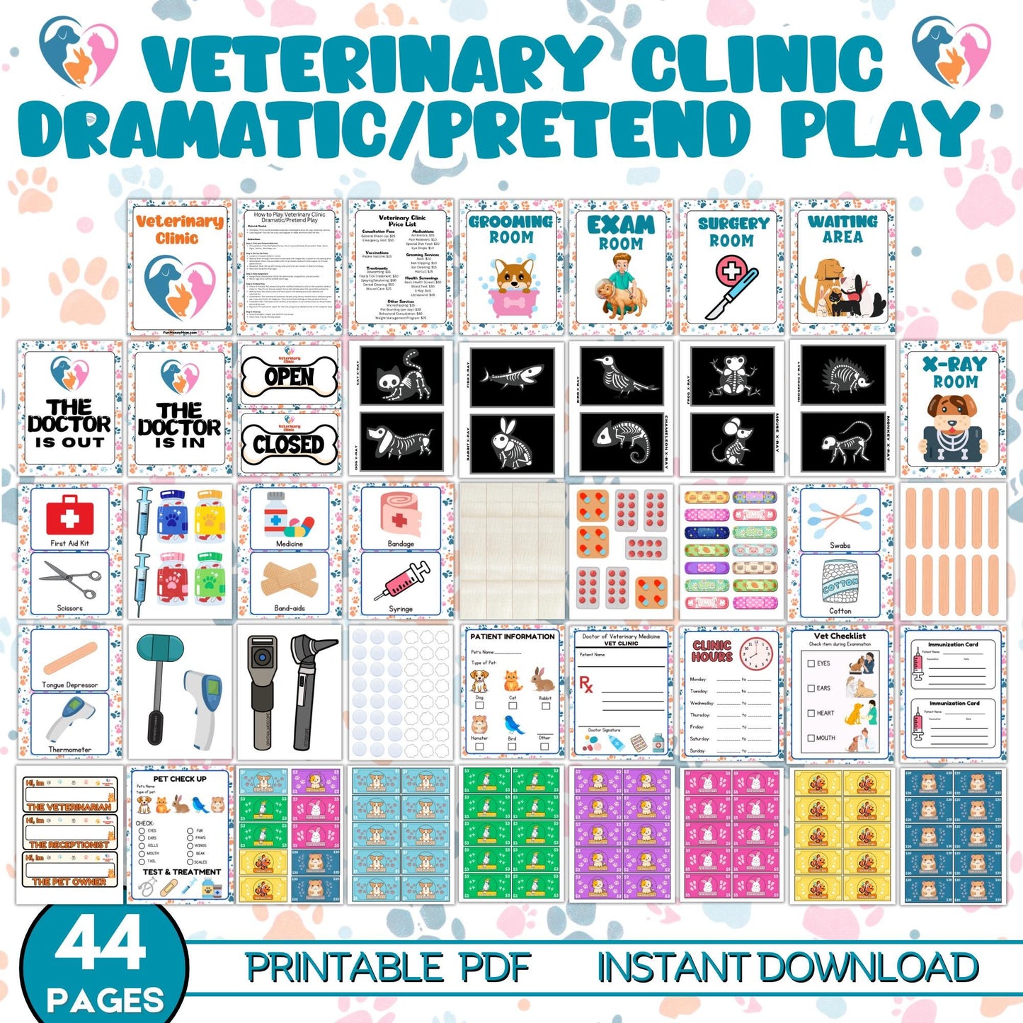 Vet Clinic Pretend Play Set: Animal Hospital Printables