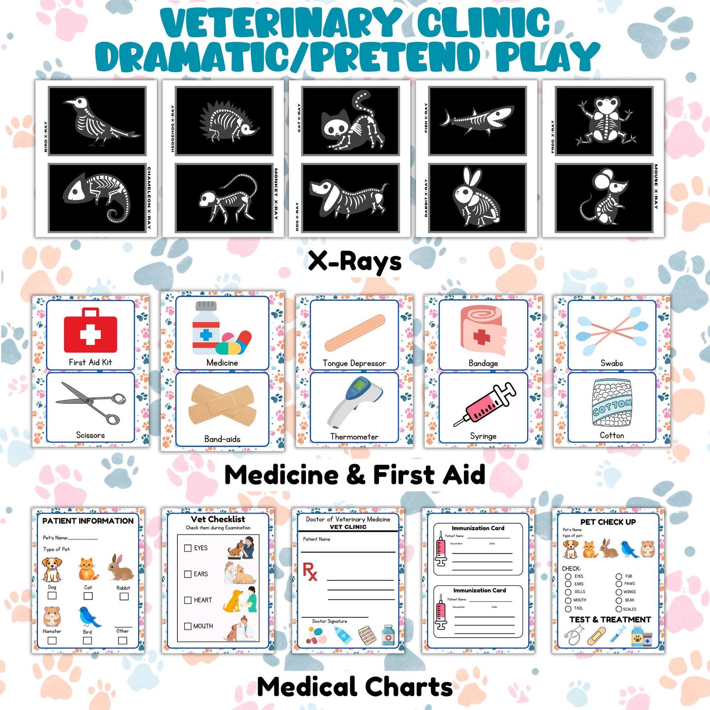 Vet Clinic Pretend Play Set: Animal Hospital Printables