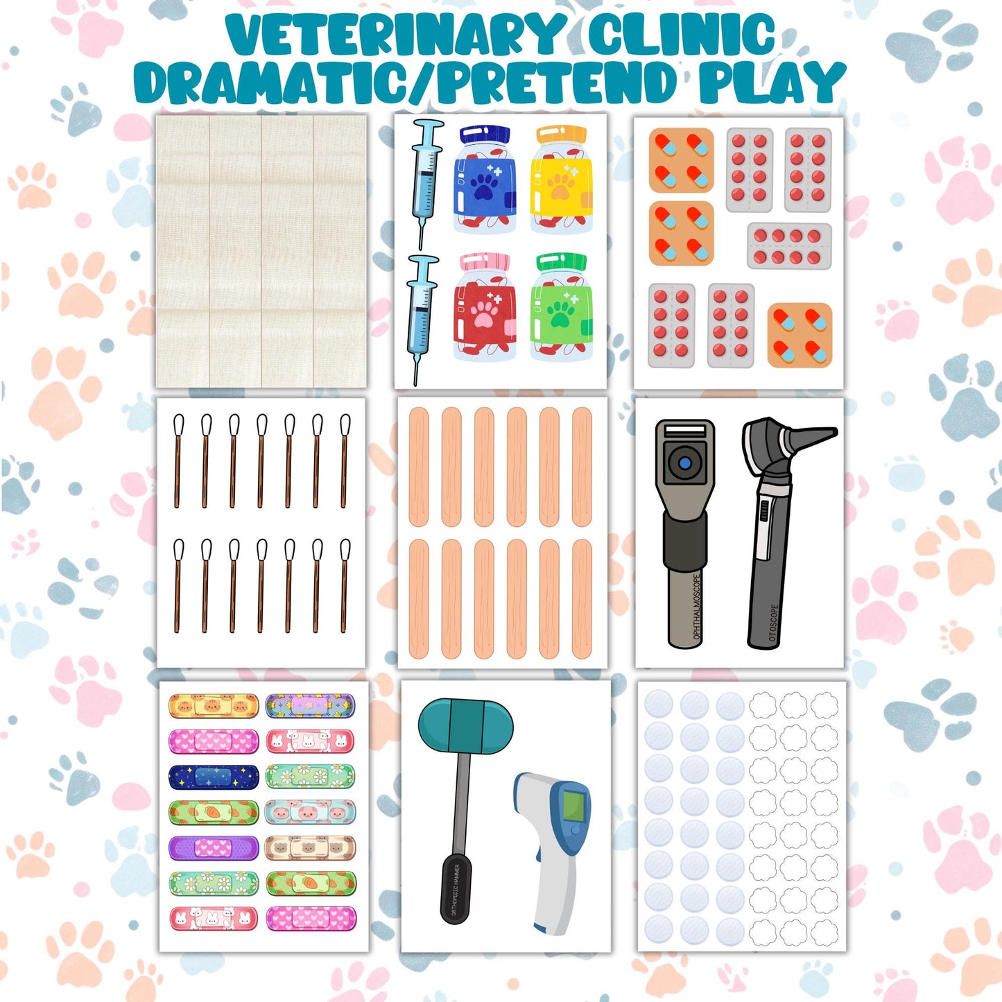 Vet Clinic Pretend Play Set: Animal Hospital Printables