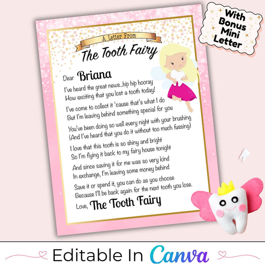 Editable Tooth Fairy Letter Template With Bonus Mini Letter
