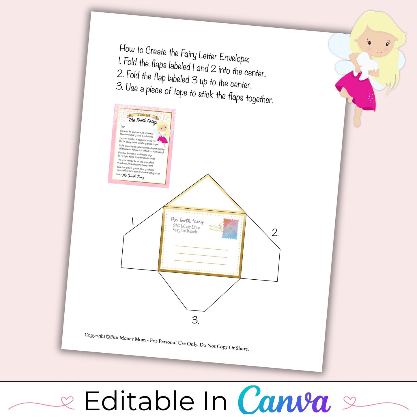 Editable Tooth Fairy Letter Template With Bonus Mini Letter